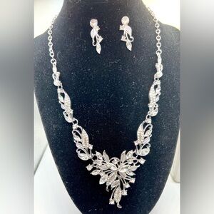Bridgerton or Holiday Ball Necklace and Earrings Fashion Set Silver Colored